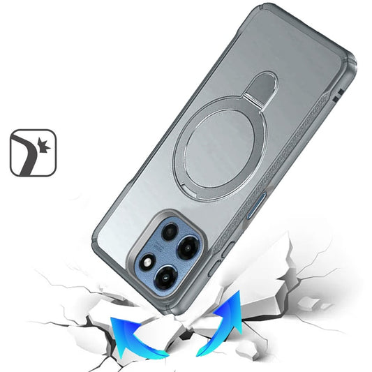 Phone Case for Motorola Moto G 5G 2026 / 2025 Magnetic Ring Stand Matte Finish Shockproof Grip Slim Armor Heavy Duty TPU Protective Hybrid Cover Gray