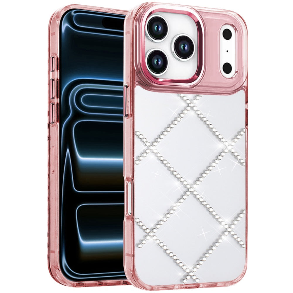 Phone Case for Apple iPhone 18 Pro Gem Glitter Diamond Transparent Hard TPU Hybrid Shockproof Protective Colorful Durable Anti Scratch Grip Cover