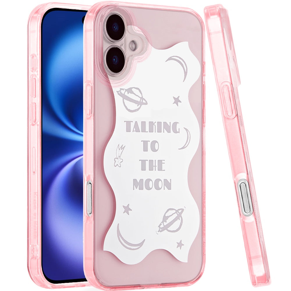 For Apple iPhone 17 Stylish Pattern Fashion IMD Printed Design TPU Double Layer Slim Shockproof with Magnetic Back Case Cover Talking to the moon
