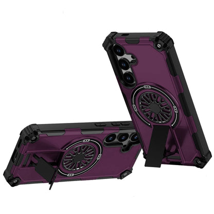 Phone Case for Samsung Galaxy S26+ / S26 Plus Invisible Kickstand Magnetic Car Mount Friendly Shockproof Texture Anti Slip Durable Grip Heavy Duty Hybrid Cover Purple