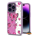 For Apple iPhone 15 (6.1") Pattern Design Bling Glitter Shockproof Hybrid Soft TPU Frame and Hard PC Back Slim  Phone Case Cover
