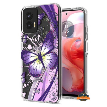 For Samsung Galaxy S25 EDGE Hybrid Clear Frame with Trendy Pattern Design, Shockproof Hard Back & TPU Rubber Case Cover