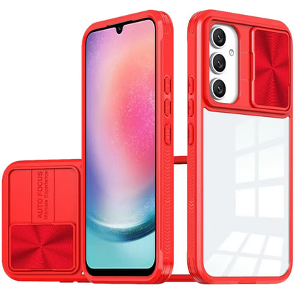 For Samsung Galaxy A26 Hybrid Cases with Sliding Camera Cover Transparent Shockproof Bumper TPU Protective Case Cover