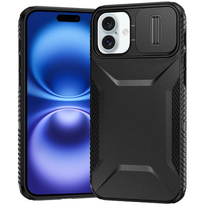 For Apple iPhone 17 (6.3") Slim Fit Shockproof Hybrid with Slide Camera Window Covering, Rugged Tpu Silicone Hard PC Bumper Case Cover