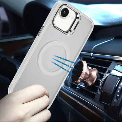 For Apple iPhone 16e (E edition) Heavy Duty Metallic Hybrid Tough TPU with Camera Ring Stand, MagSafe Compatible, Rugged Drop Protection Case Cover