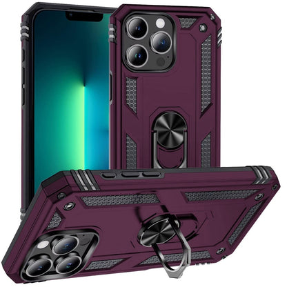 Phone Case for Apple iPhone 13 Pro Max Rotatable Ring Stand Shockproof Hybrid Armor Anti Slip Heavy Duty Fit Magnetic Car Mount Durable Grip Cover Purple