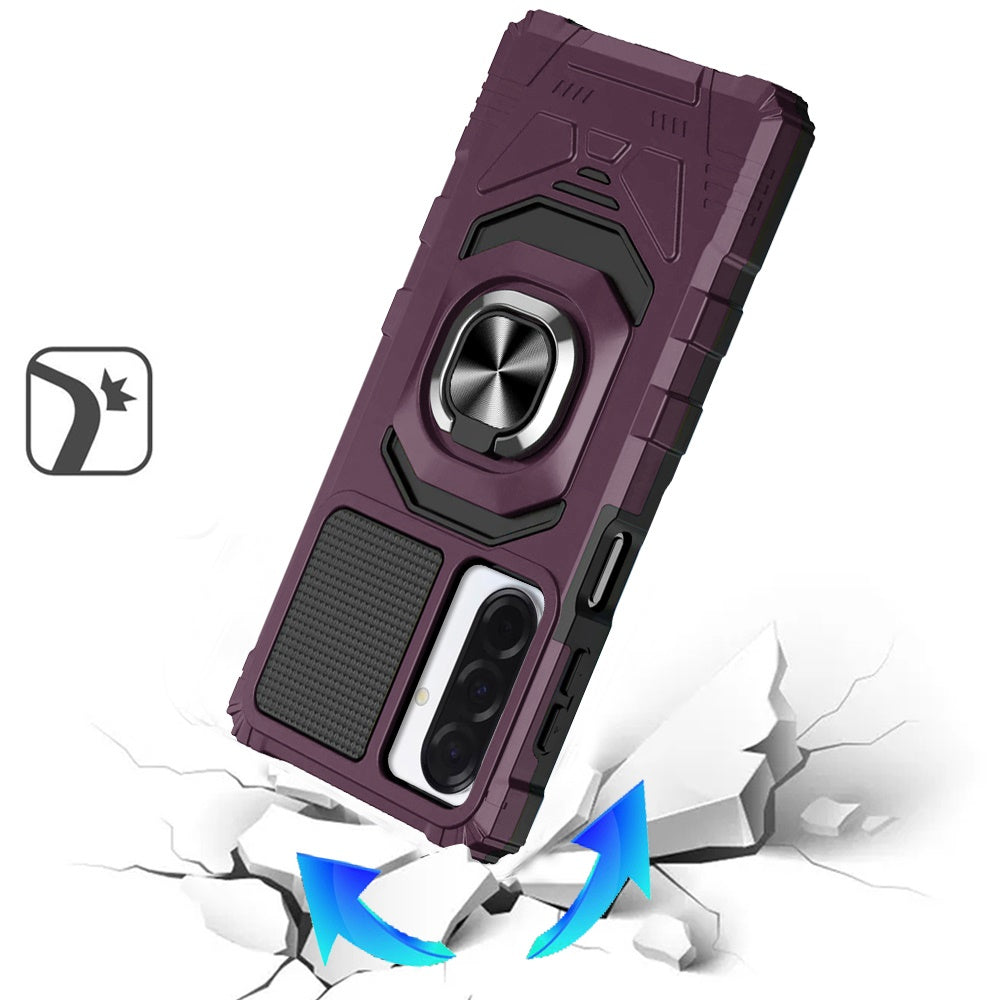 Phone Case for Galaxy A17 5G Rugged Hybrid Dual Layer Magnetic Ring Stand Armor Shock Absorbing Heavy Duty TPU Reinforced Bumper Cover Purple