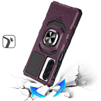 Phone Case for Galaxy A17 5G Rugged Hybrid Dual Layer Magnetic Ring Stand Armor Shock Absorbing Heavy Duty TPU Reinforced Bumper Cover Purple