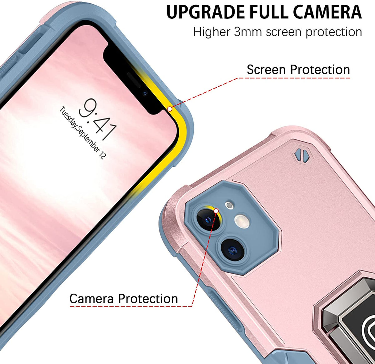 For Apple iPhone 16e /iPhone SE4 Heavy Duty Hybrid 2in1 Hard PC & TPU Rugged Bumper Shockproof with Magnetic Ring Kickstand Case Cover