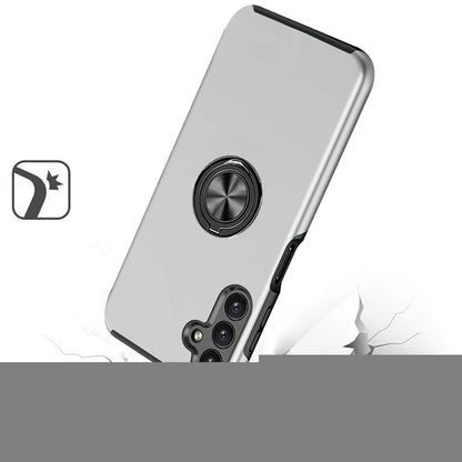 For Samsung Galaxy A16 5G Hybrid 360 Degree Rotatable Metal Invisible Ring Stand Holder Slim Fit Magnetic Car Mount Shockproof Case Cover Silver