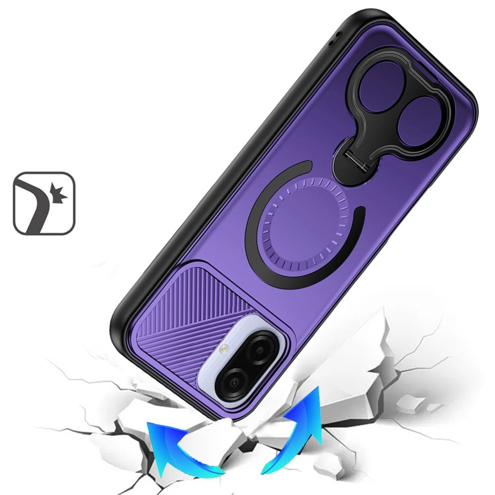 For Samsung Galaxy A07 Hybrid with Invisible 2 Hole Ring Stand Magnetic back Car Mount Friendly Protector Case Cover
