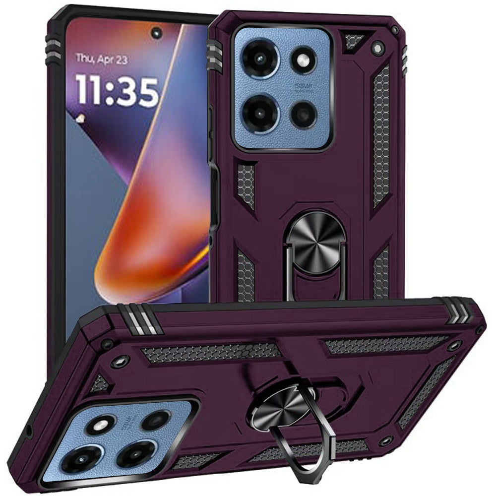 Phone Case for Motorola Moto G 5G 2026/ 2025 Rotatable Ring Stand Shockproof Hybrid Armor Anti Slip Heavy Duty Fit Magnetic Car Mount Durable Grip Cover Purple