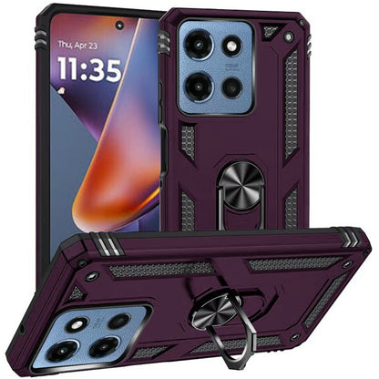 Phone Case for Motorola Moto G 5G 2026/ 2025 Rotatable Ring Stand Shockproof Hybrid Armor Anti Slip Heavy Duty Fit Magnetic Car Mount Durable Grip Cover Purple