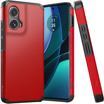 For Motorola Edge 2024 Fashion Graphic Design Hybrid 2in1 Tough Strong Hard PC TPU Frame, Magnet Mount Friendly, Shockproof Protection Case Cover Red