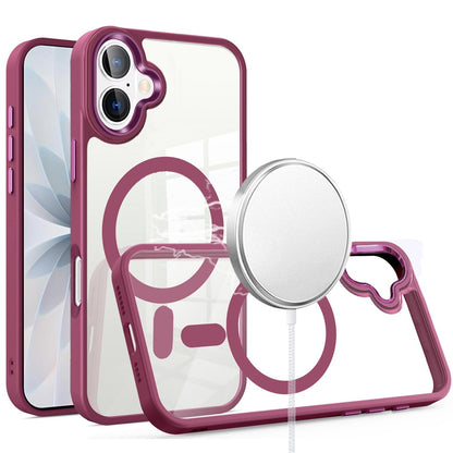 For Apple iPhone 17 (6.3") MagSafe Compatible Transparent Greatest Clear Acrylic with Color Frame Thick Hybrid TPU Hard Case Cover