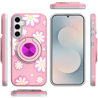 For Samsung Galaxy S26+ / S26 Plus Pattern Design Hybrid with Invisible Ring Stand & Magnetic Back, Shockproof Protective Grip Case Cover
