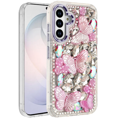 Luxury 3D Floral Butterfly Bling Rhinestone Glitter Shockproof Stylish Protective Hybrid Designer Metallic