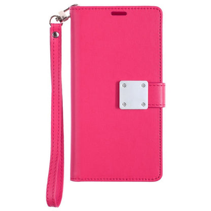 Phone Case for Apple iPhone 15 Wallet Credit Card Holder Leather Grip Shockproof Hybrid Protective Style Durable Flip Pouch Cover Hotpink