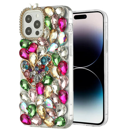 Phone Case for Apple iPhone 14 Pro Max Luxury Full Diamond Glitter 3D Floral Ornament Hybrid Shockproof Stylish Rhinestone Designer Protective Elegant Cover