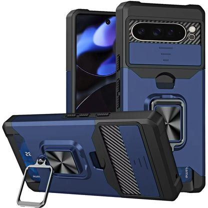 For Google Pixel 10 /Pixel 10 Pro Wallet Case with Ring Stand & Slide Camera Cover Back Credit Card Slot Holder, Military Grade Case Cover