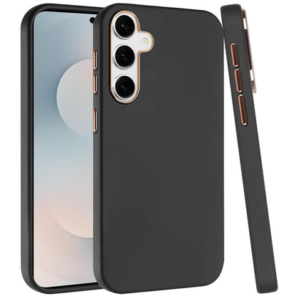 For Samsung Galaxy S26+ / S26 Plus Slim Classic Hybrid Around Rubber Gummy Gel Slick Hard PC Silicone TPU Chromed Button Case Cover