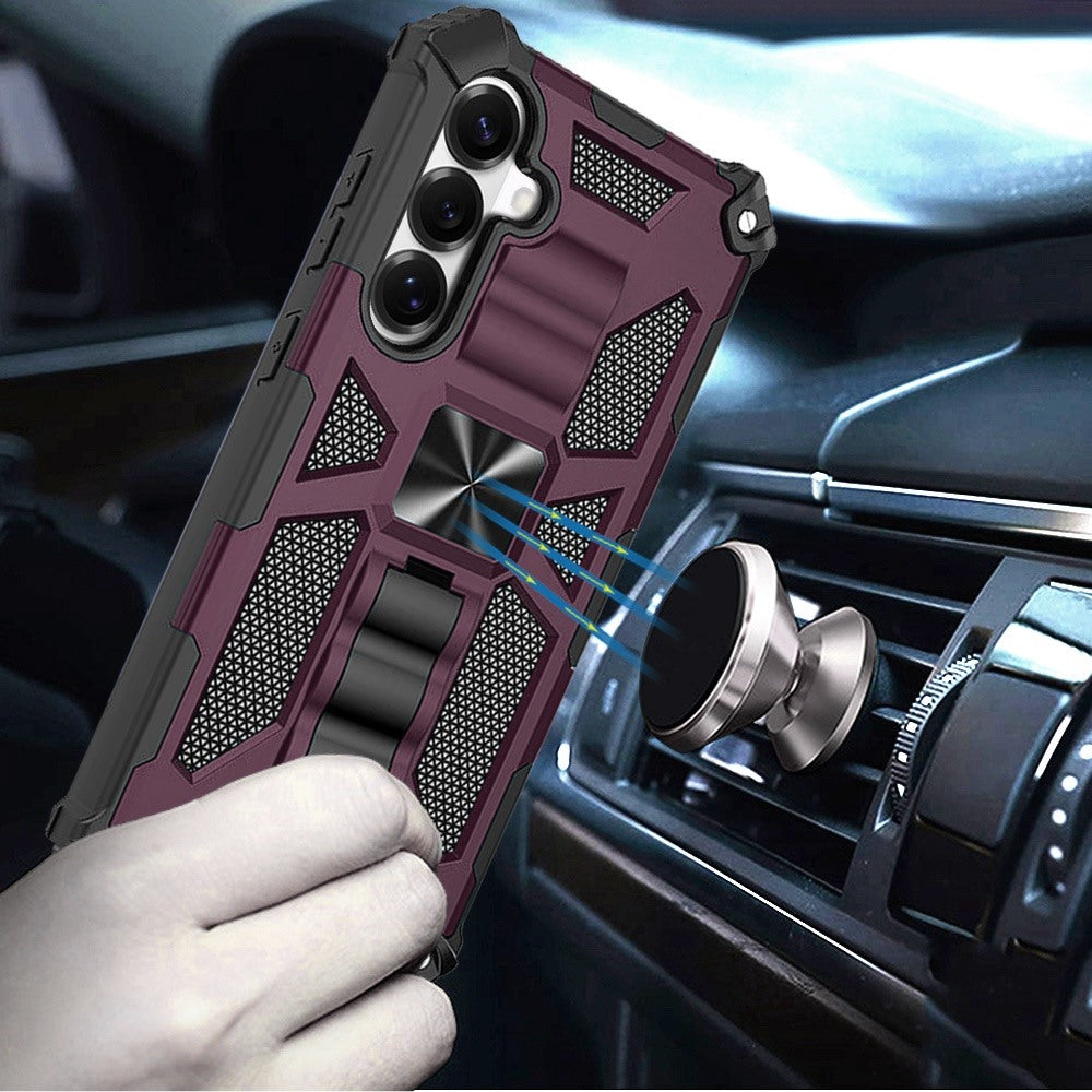 Phone Case for Samsung Galaxy S26 Built in Magnetic Hiden Kickstand Shockproof Rugged Armor Grip Hybrid Heavy Duty Anti Slip Protective Style Cover Purple