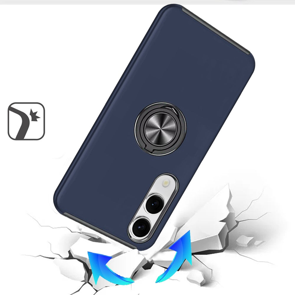 For Samsung Galaxy S25 EDGE Hybrid 360 Degree Rotatable Metal Invisible Ring Stand Holder Slim Fit Magnetic Car Mount Shockproof Case Cover