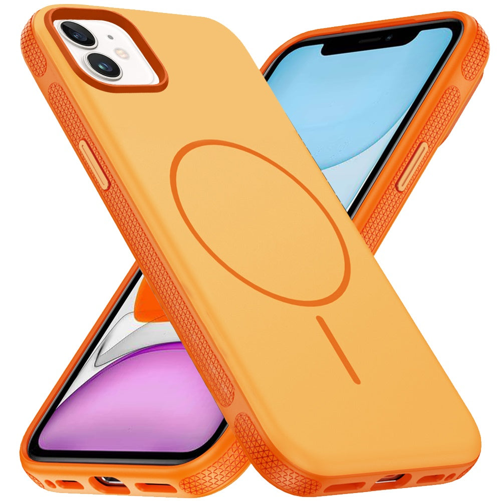 For Apple iPhone 11 Super Magnetic Premium Edged Core Matte Thick Hybrid Drop Protection Shockproof Design Case Cover Cosmic Orange