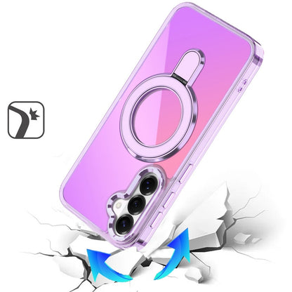 Phone Case for Samsung Galaxy S26 FE /Fan Edition Chrome Magnetic Ring Stand Rotational Shockproof Hybrid Kickstand Metal Finish Rugged Drop Protection Armor Cover