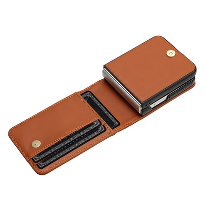 For Samsung Galaxy Z Fold 7 Wallet Case PU Leather Back Storage with Card ID Slot, Pocket Holder, Hybrid Protective Case Cover Brown