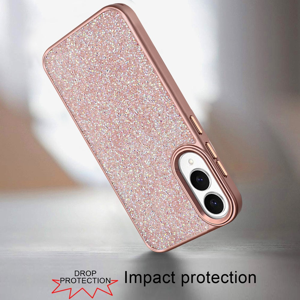 For Samsung Galaxy S25 Edge Crystal Sparkle Diamond Glass Full Mini Glitter Bling Frame TPU Hybrid Protective Case Cover