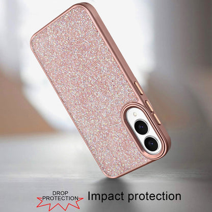 For Samsung Galaxy S25 Edge Crystal Sparkle Diamond Glass Full Mini Glitter Bling Frame TPU Hybrid Protective Case Cover