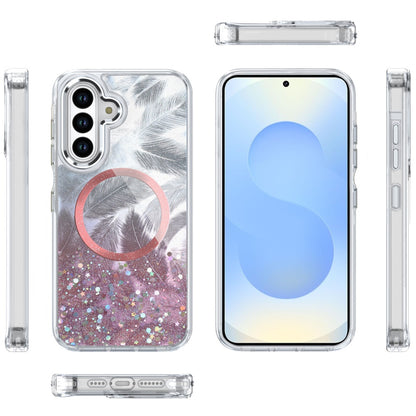 For Apple iPhone 15 Pro Max Epoxy Glitter Shimmer Fashion Case with Magnetic Magsafe Compatible Hybrid Sparkling Slim Protective Case Cover Light Pink