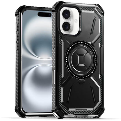 For iPhone 16 (6.1") Shockproof Hybrid Magnetic Ring Case - 360° Rotatable Stand with MagSafe Compatibility Case Cover
