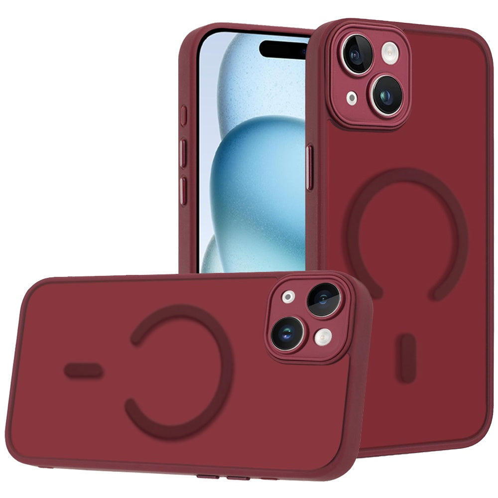 Phone Case for iPhone 15 Matte Frosted Magnetic Back Hybrid Hard PC Soft TPU Camera Protection Slim Shock Absorbing Anti Fingerprint Cover