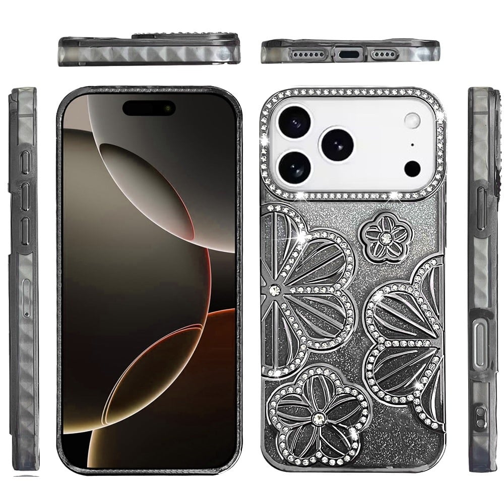 Phone Case for Apple iPhone 17 Pro Max (6.9") Shimmer Glitter Floral Thick TPU Shockproof Durable Grip Camera Protection Anti-Scratch Stylish Design Cover