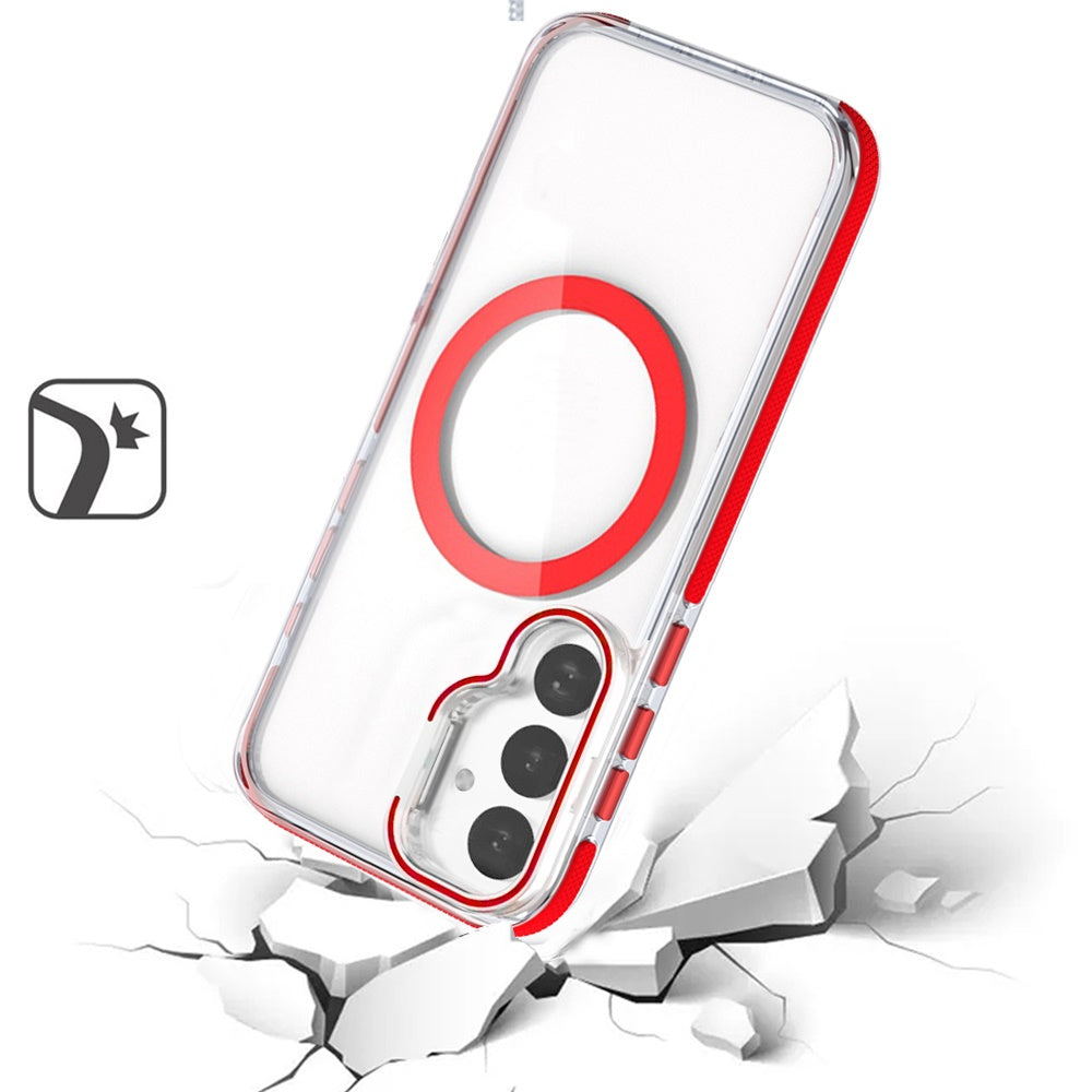 For Samsung Galaxy S22 Ultra Hybrid Clear Invisible Camera Bracket Stand [With Magsafe Magnetic Circle] Shockproof Color Frame Case Cover