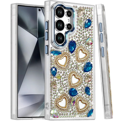Phone Case for Samsung Galaxy S24 Ultra Luxury Crystal Heart Rhinestone Diamond Bling Shockproof Hybrid Glitter Protective Stylish Durable Grip Cover