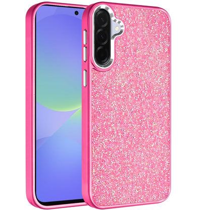 For Samsung Galaxy A36 Crystal Sparkle Diamond Glass Full Mini Glitter Bling Frame TPU Hybrid Protective Case Cover