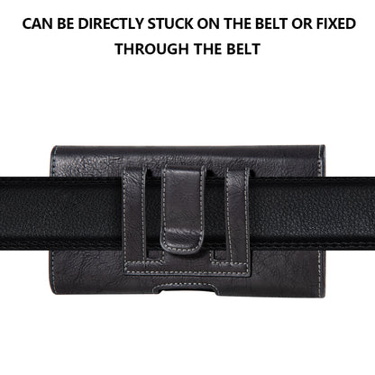 For Apple iPhone 16 (6.1") Universal Phone Holder Horizontal PU Leather with Credit Card Money Slot, Belt Clip Holster Loops Carrying M Pouch [Black]