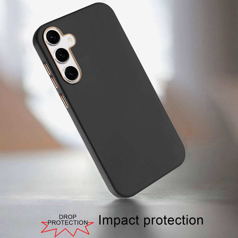 For Samsung Galaxy S26+ / S26 Plus Slim Classic Hybrid Around Rubber Gummy Gel Slick Hard PC Silicone TPU Chromed Button Case Cover