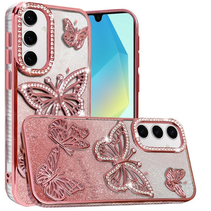 Phone Case for Samsung Galaxy A16 5G Butterfly Freedom Shimmer Glitter Thick TPU Shockproof Anti Slip Durable Protective Design Cover