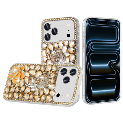 For Apple iPhone 17 Pro Max (6.9") Bling Crystal 3D Full Diamonds Luxury Sparkle Rhinestone Hybrid Protective Case Cover