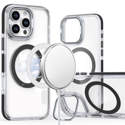 For Apple iPhone 16 Pro (6.3") Hybrid Clear Invisible Camera Bracket Stand [With Magsafe Magnetic Circle] Shockproof Color Frame Case Cover