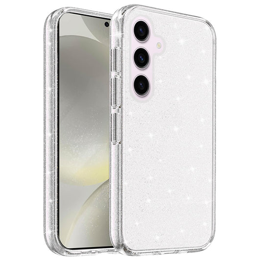For Samsung Galaxy S25 /S24 Transparent Glitter Shiny Sparkle Bling TPU Rubber Hard Back Hybrid Frame Shockproof Case Cover Clear