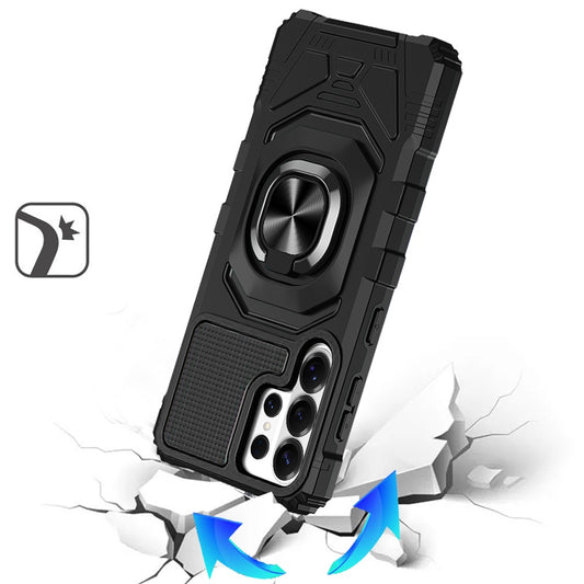 For Samsung Galaxy S26 Ultra Hybrid Dual Layer with 360° Rotate Magnetic Ring Stand Holder Kickstand TPU Rugged PC Shockproof Case Cover