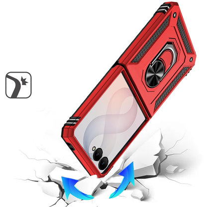 Phone Case for Samsung Galaxy Z Flip 8 Rotatable Ring Stand Shockproof Hybrid Armor Anti Slip Heavy Duty Fit Magnetic Car Mount Durable Grip Cover