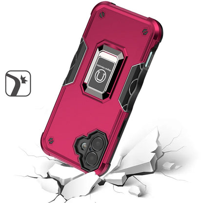 Phone Case for Apple iPhone 16 Plus Shockproof Magnetic Ring Stand Hybrid Kickstand Armor 360 Rotation Anti-Slip Grip Military Grade Drop Resist Cover Pink