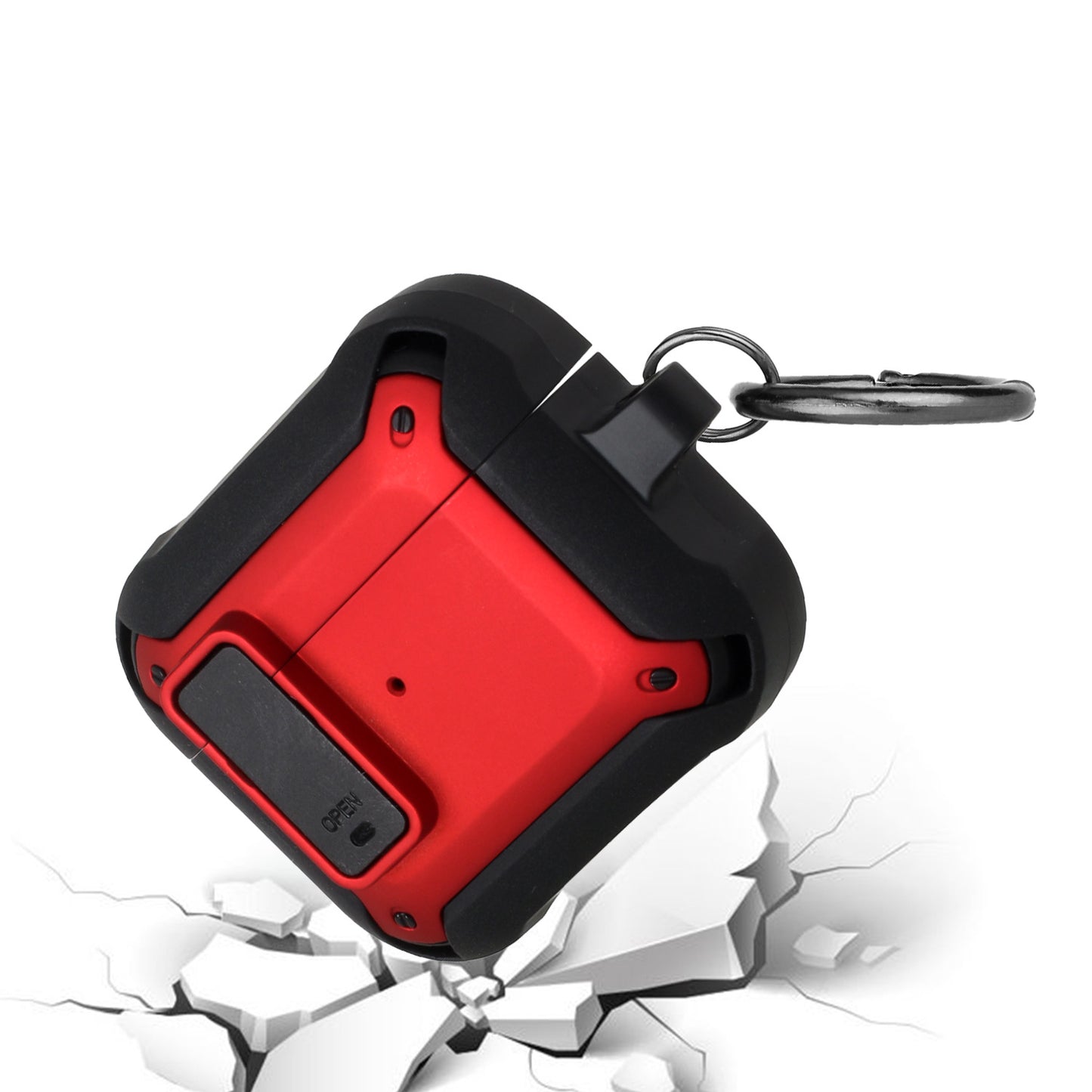 For Apple Airpods 4 ShockProof Hybrid With Metal Hook Carabiner & Switch Closure Full-Body TPU Rugged Protective Case Cover