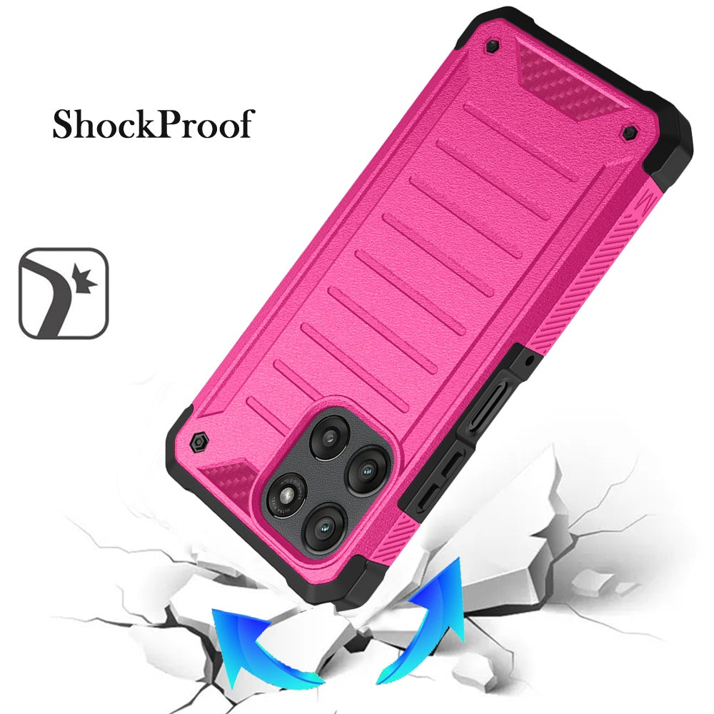 Phone Case for Motorola Edge 2026 Premium Tough Lined Hybrid Hard PC Soft TPU Dual Layer Rugged Armor Shock Absorbing Reinforced Corners Cover Pink